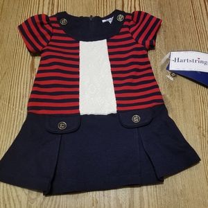 Hartstrings Baby girl red, white, and blue dress